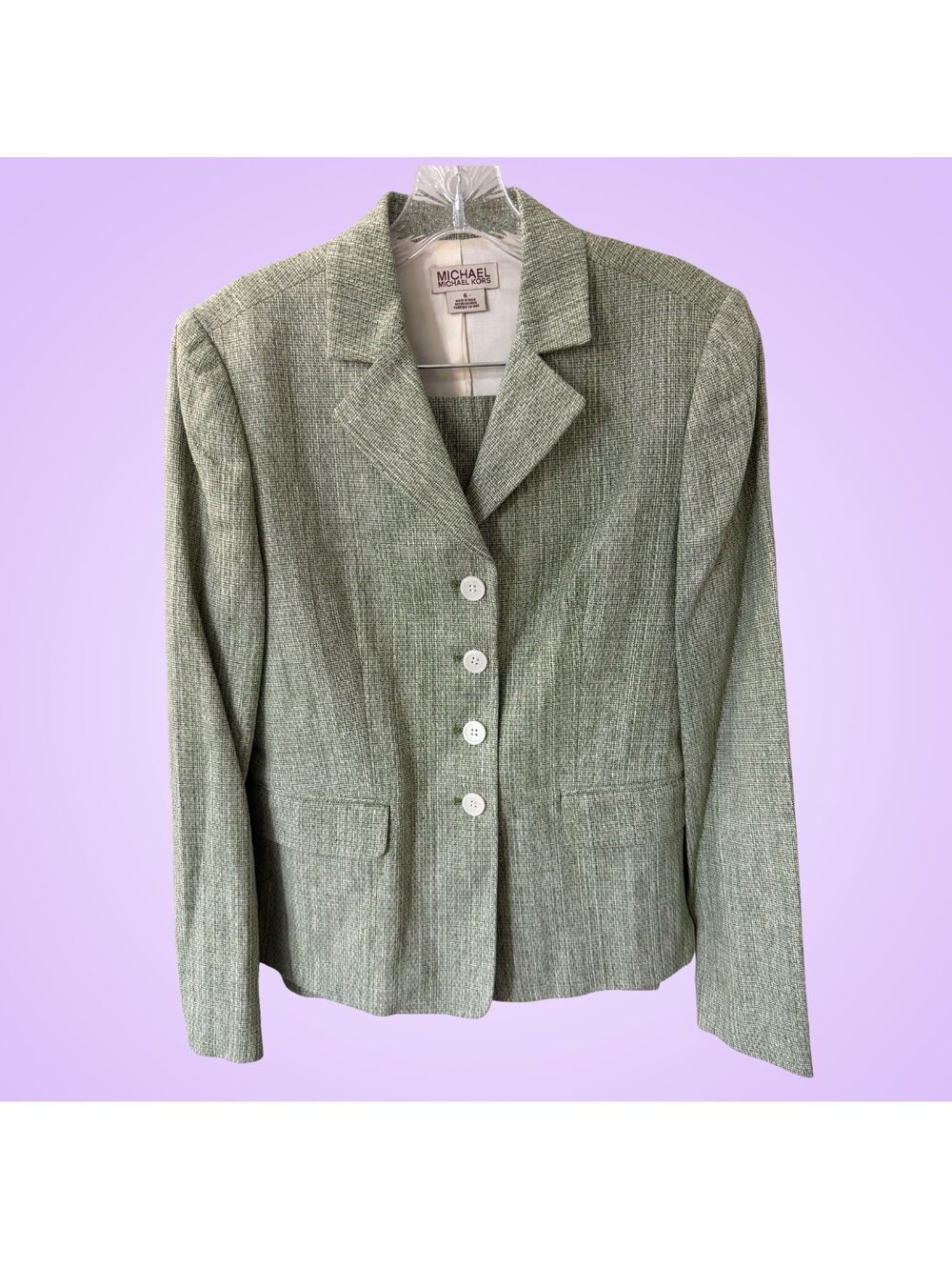 NWT MICHAEL Michael Kors Green Tweed 2-Piece Skirt Suit Women's Size 6